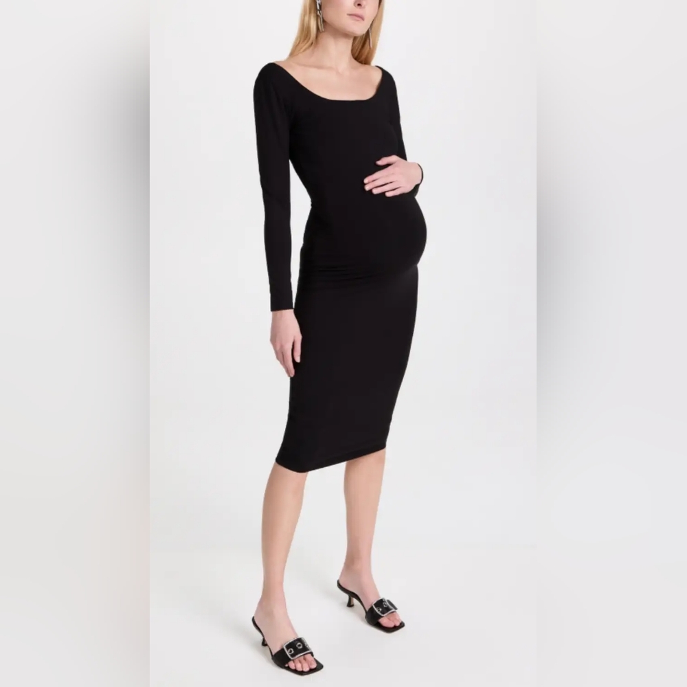 Hatch Long Sleeve Body Dress Maternity Scoop Neck Knit Pullover Black Small